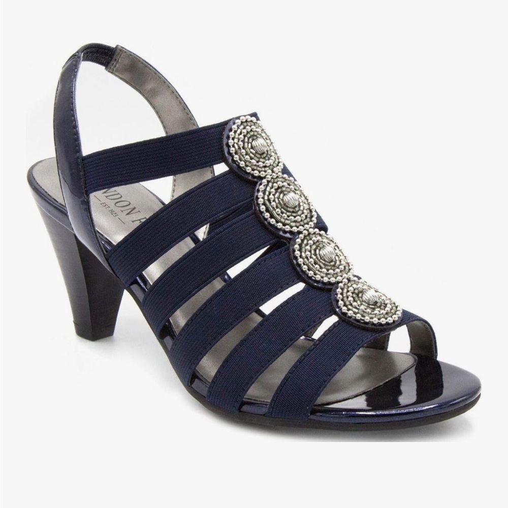 London Fog Navy Heels with Silver Accents